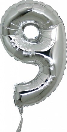 Dokuz rakam Numara gri g�m�� folyo �thal kaliteli 14 inc 38 cm folyo balon