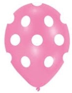 Pembe zemine beyaz Puantiyeli bask�l� 12 inc balon