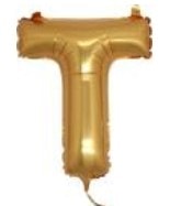 T harfi alt�n gold folyo balon s�per kalite 14 inc 38 cm